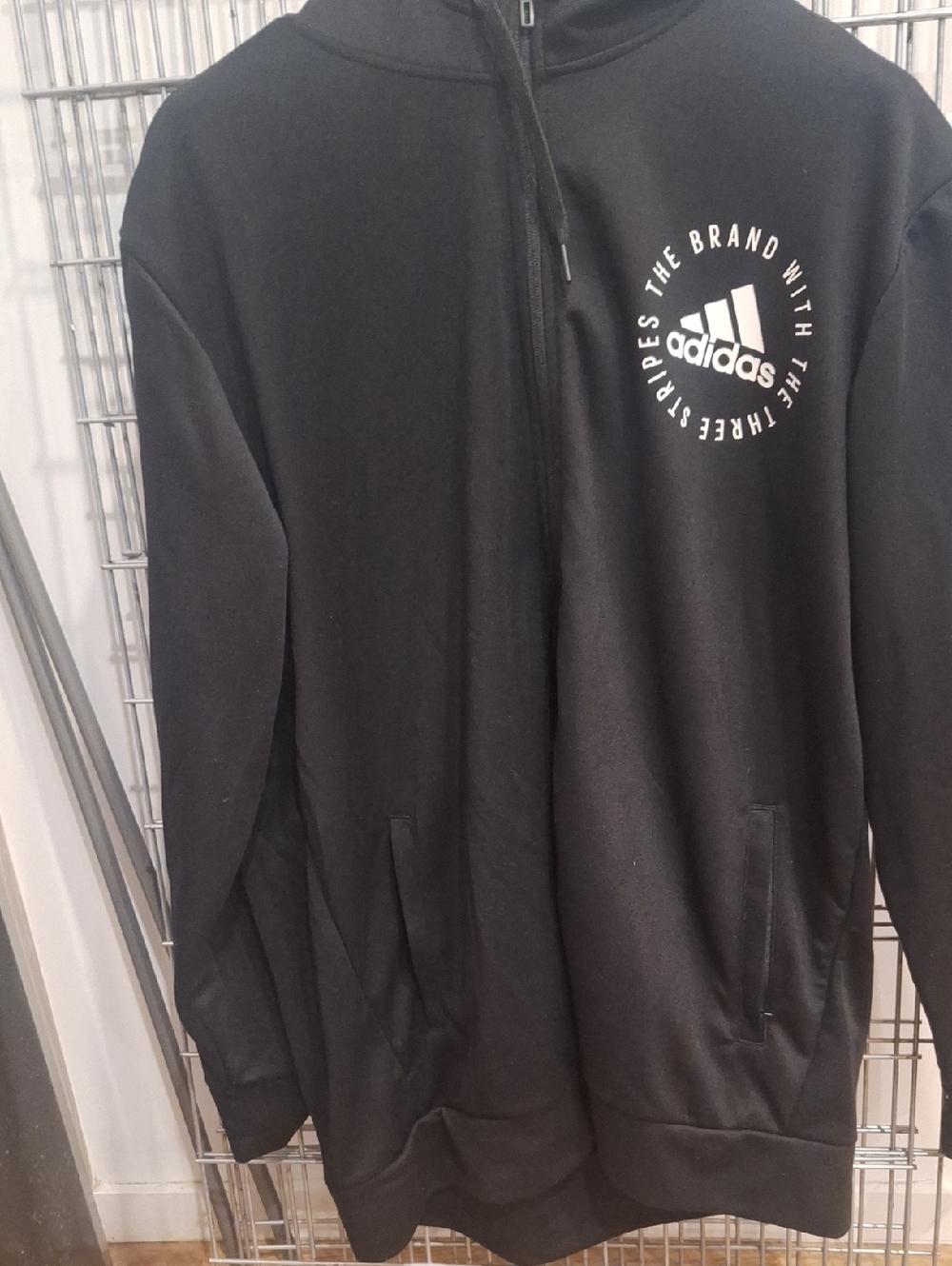 adidas Black Full-Zip Hoodie with White Logo